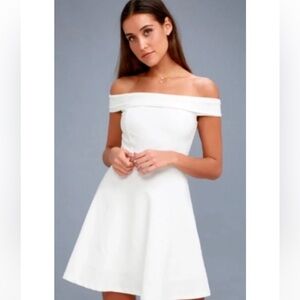 Lulu's White Off the Shoulder Skater Dress